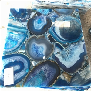 Blue Onyx Flooring Tile, Blue Gemstone Wall Tile,Blue Semiprecious