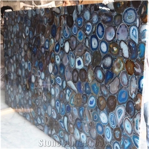 Dark Blue Gemstone Agate Stone Slabs,Blue Grey Semiprecious Stone Tile