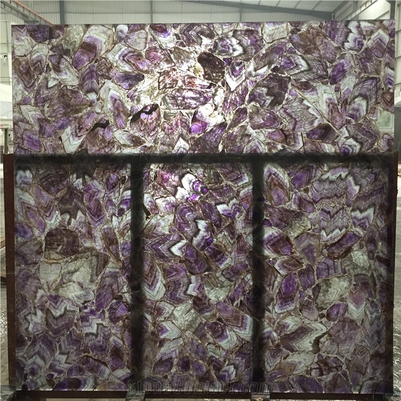 Dark Lilac Purple Amethyst Semiprecious Stone Villa Interior Design