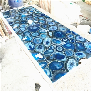Light Blue Gemstone Tile,Light Blue Agate Semiprecious Stone Wall Tile