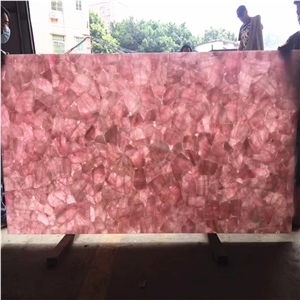 Pink Color Gemstone,Pink Agate Stone Slab,Pink Semiprecious Stone Tile