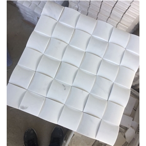 Custom Shaped Wall Backsplash Tile Designs White Marble 3d Mosaic