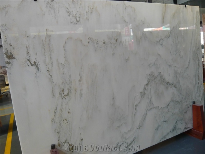 Slab Labradorite Marble Home Decor White Marble with Green Veins