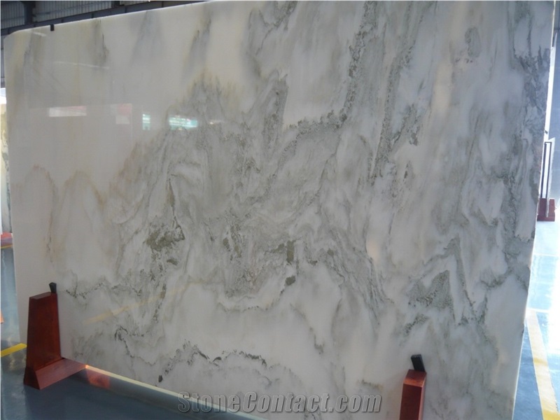 Slab Labradorite Marble Home Decor White Marble with Green Veins
