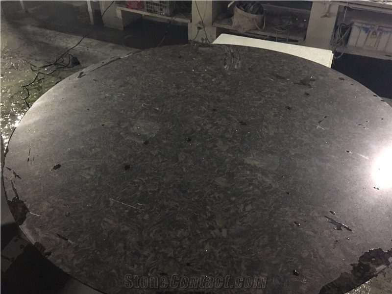 Brown Galaxy Quartz Top for Hotel Dining Table
