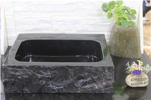 Black Granite Rectangle Bathroom Sink Stone Wash Basin