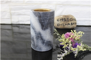 Grey Cloudy Marble Honed Aromatherapy Candle Holder