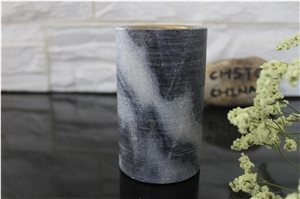 Grey Cloudy Marble Honed Aromatherapy Candle Holder