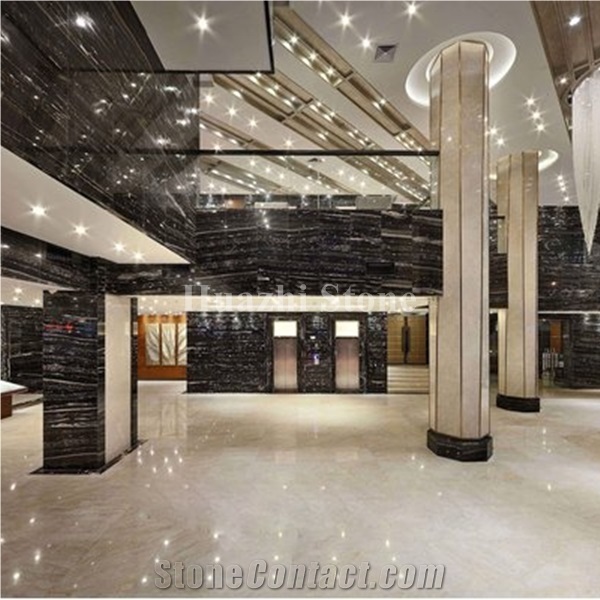 Silver Dragon Slabs/Chinese Black Marble/Hotel Floor/Tv Set Cladding