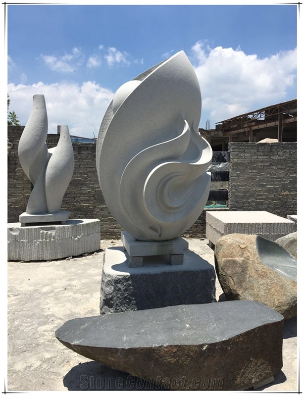 Natural China Gray Granite Abstract Sculpture for Public Garden Park
