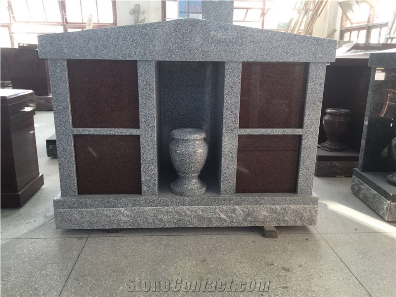 Shanxi Black 2 Niche Cremation Columbarium with Vase