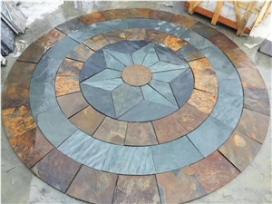 Water Jet Natural Rustic Dark Grey Slate Outdoor Plaza Floor Tiles