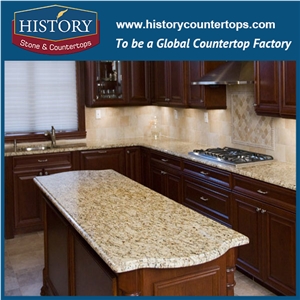 Brazil Gold Granite Countertops Kitchen Bar Top Island Worktop for Usa