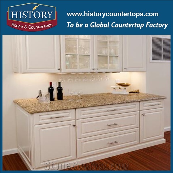 Brazil Gold Granite Countertops Kitchen Bar Top Island Worktop for Usa