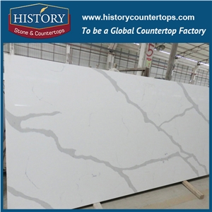 China White Calacatta White Marble Look Quartz Slabs.Tiles.Cut-To-Size