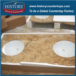 Kashmir Golden Granite Bathroom Countertops Hotel Bathroom Vanity Base