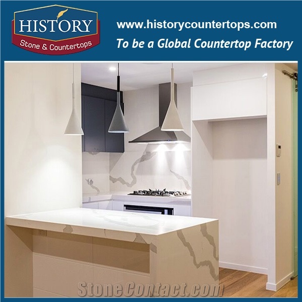Man Made Stone Countertops Hot Sale Calacatta White Quartz