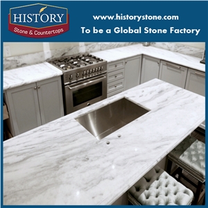 White Marble Countertops，Kitchen Countertops for Apartment Project.