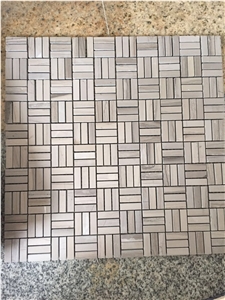 Brown Wooden/ High Quality Marble Linear Strips Mosaic Tiles