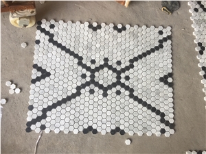Carla White & Italy Grey / Marble Honeycomb Panel Mosaic Tiles