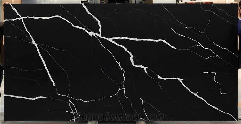 Quartz Slabs Calacatta Black 06 Vm-17912 Quartz Tiles Flooring&Walling