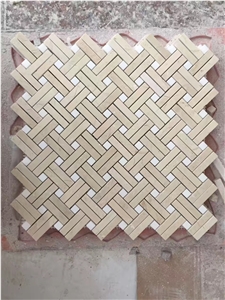 Sago Marble & Yugoslavia White / Marble Linear Strips Mosaic Tiles