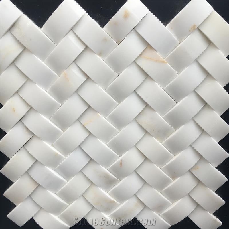 Volakas Marble / High Quality Basketweave Mosaic ,Wall Mosaic