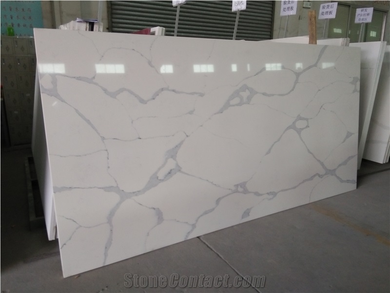 White Quartz Calacatta White K106-Slabs Quartz Tiles&Slabs Flooring