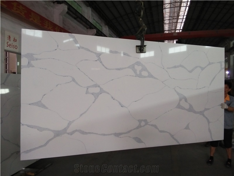 White Quartz Calacatta White K106-Slabs Quartz Tiles&Slabs Flooring