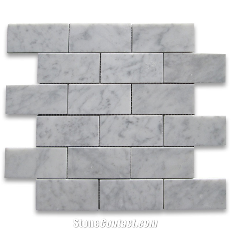 Bianco Carrara White Mixed Thassos Hexagon/Subway Mosaic Tiles