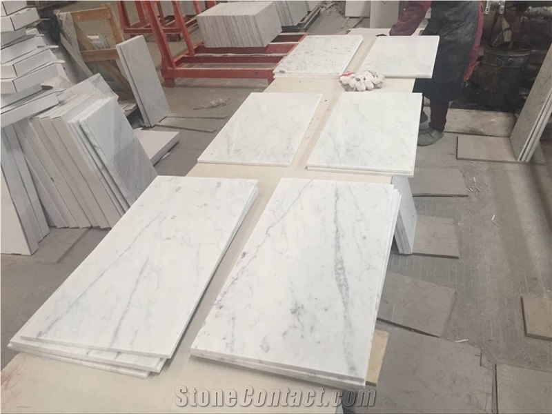 White Carrara Marble Tiles & Slabs, Italy White Polished Marble