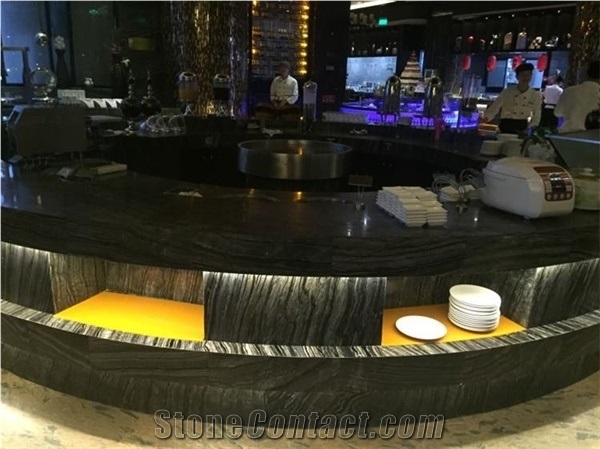 Ancient Wood Marble Bar Top, Commercial Countertops