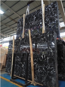 Black Ice Flower Marble Slab with Beautiful Vein for Indoor Decoration