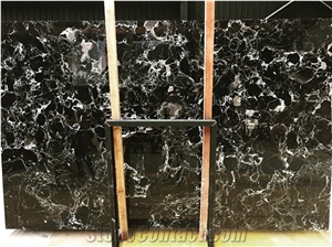 Black Ice Flower Marble Slab with Beautiful Vein for Indoor Decoration