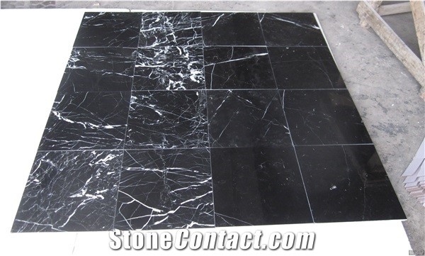 Black Marble with White Vein Slab/Tiles Polish Flooring and Wall Cover