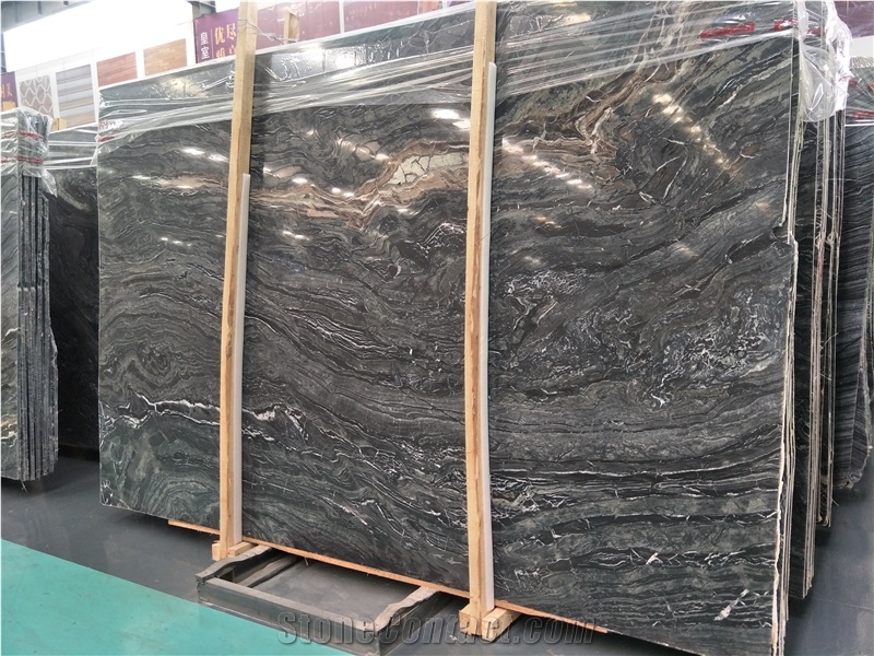 Black Tree Wooden Veins Marble Slabs &Tile, Office and Home Decoration