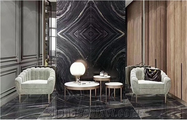 Black Wood Vein Marble Slabs & Tiles, Hotel/ Office/ Home Decoration