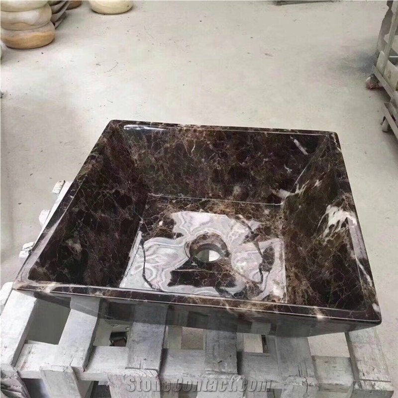 Brown Basins&Sinks for Bathroom,China Dark Emperador Marble