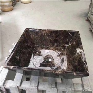 Brown Basins&Sinks for Bathroom,China Dark Emperador Marble