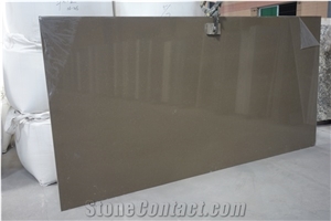 Brown Quartz Coffee Artificial Stone Slabs Hotel and House Project