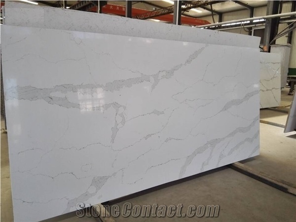 Calacatta White Marble Look Quartz Stone Solid Surfaces Polished Slabs
