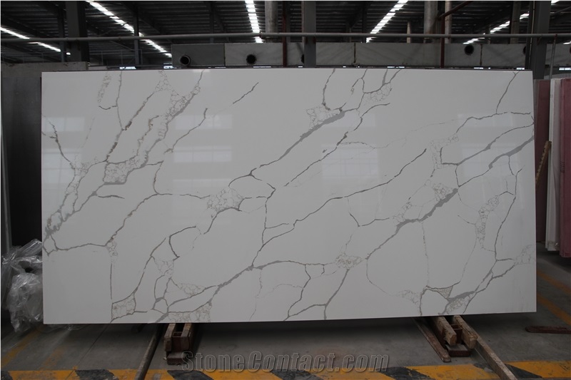 Carrara White Marble Look Artificial/Engineered Quartz Stone Slabs