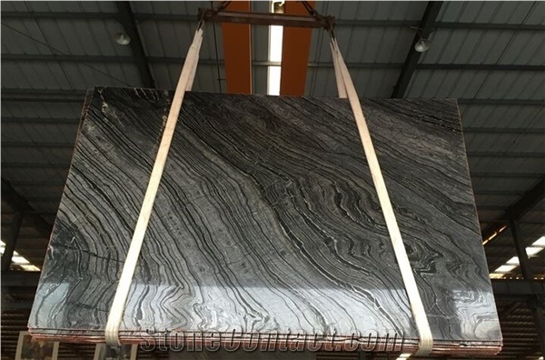 Cheap Chinese Black Wood Vein Marble Polished Big Slabs for Decoration