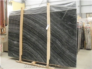 Cheap Chinese Black Wood Vein Marble Polished Big Slabs for Decoration
