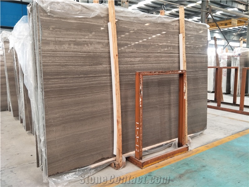 Cheap Price Wood Grain Brown Marble Slabs For Interior Wall
