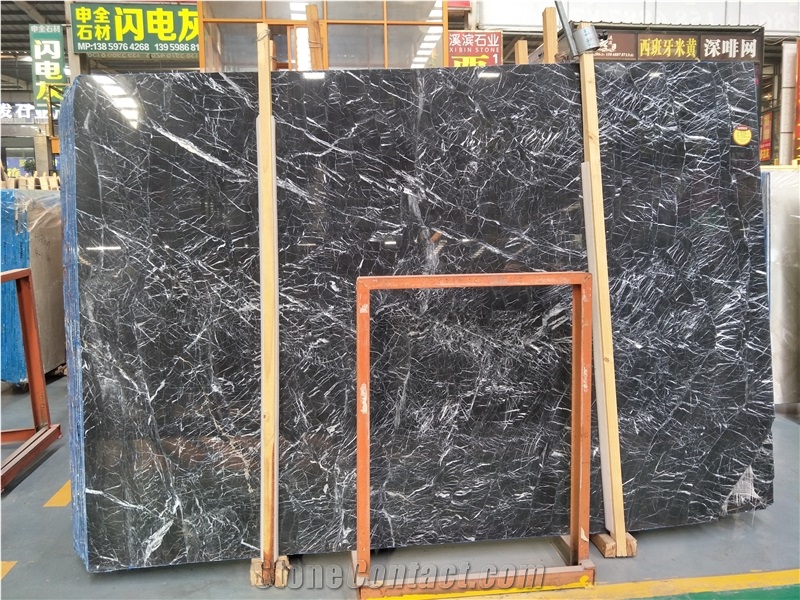 China Black Ice Flower Marble/Snow Black/Wall Cabbing/Polished