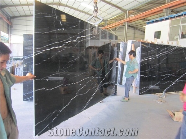 China Black Marquina Marble, Exterior/ Interior Wall and Floor Decor