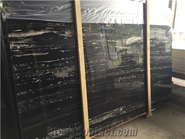 China Black Natural Stone Silver Dragon Marble Slabs & Tiles for Decor