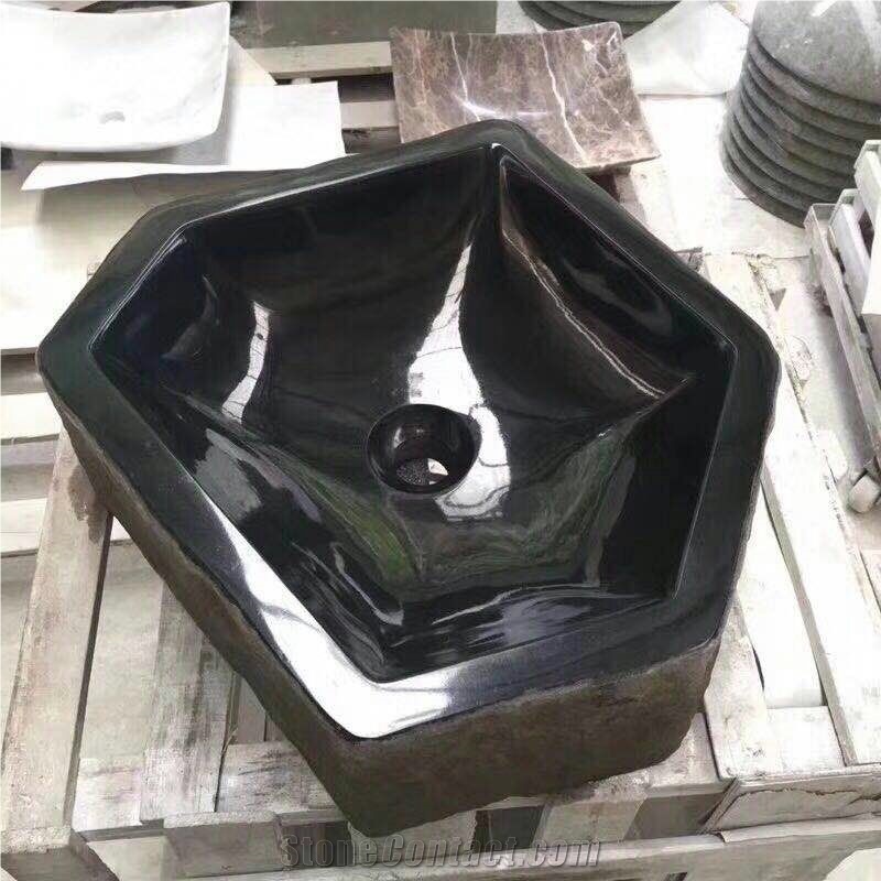 China Black Silver Wave Marble for Washroom Basins&Sinks