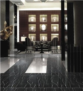 China Black with White Vein Marble Flooring Tiles/Nero Marquina